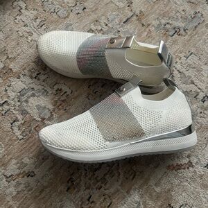 Stylish White and Silver Women's Sneakers